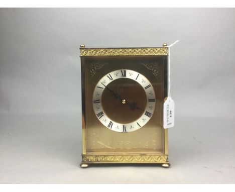 TIMEMASTER GILT CARRIAGE CLOCK, 19cm high, along with a Lincoln Quartz clock (2)