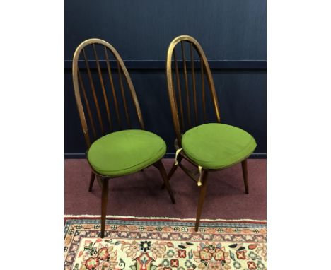 SET OF SIX ERCOL SPINDLE BACK DINING CHAIRS