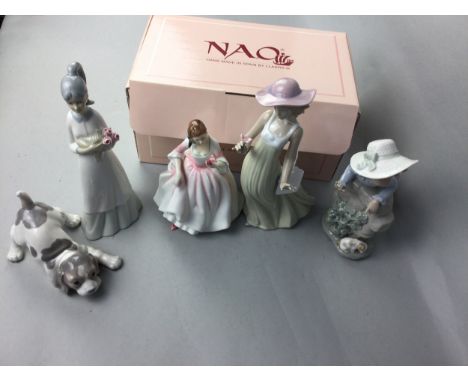 TWO NAO FIGURES OF LADIES, also Lladro, Royal Doulton and another figure