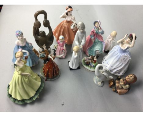 ROYAL DOULTON FIGURE OF PAULA, HN 2906, 17cm high, along with Royal Doulton figures of Tinkle Bell, Darling, Bedtime, Spring 