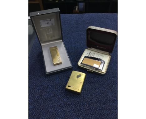 DUNHILL LIGHTER IN CASE, along with a MaruMan lighter and a Zippo lighter (3)
