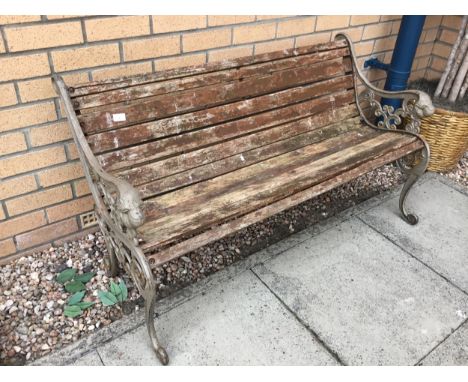 CAST IRON ENDED GARDEN BENCH, 125cm wide