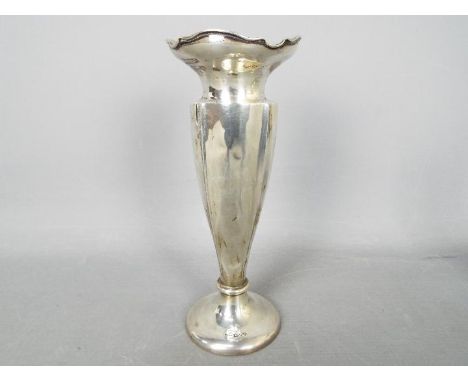 A George V hallmarked silver vase, Chester assay 1929, sponsors mark for Walker &amp; Hall, approximately 21 cm (h) weighted 