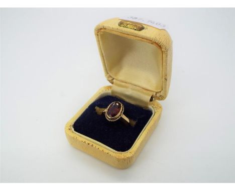 9 ct Gold - a 9ct gold ring, stone set, size L, approx weight 2.19g