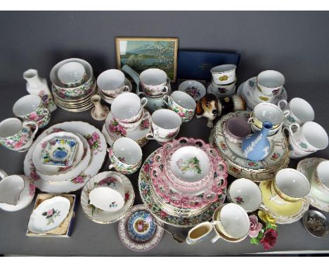 Two boxes containing a quantity of ceramic tableware to include Royal Worcester, Wedgwood, Ridgway and other (2)