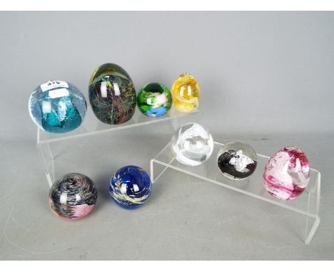 Paperweights - five glass dome Caithness paperweights, three Mdina and a Island Studio paperweight (9)