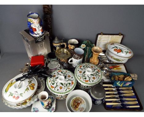 Mixed lot comprising ceramics including Royal Worcester Evesham, Portmeirion Botanic Garden, Coalport and other, plated ware,