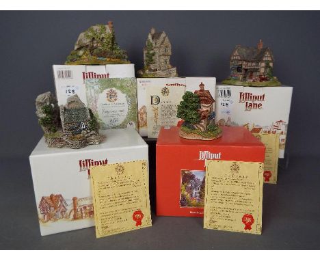 Lilliput Lanes - Five boxed with certificates Lilliput Lane models to include Tea Caddy Cottage, St Govan's Chapel, Junk and 