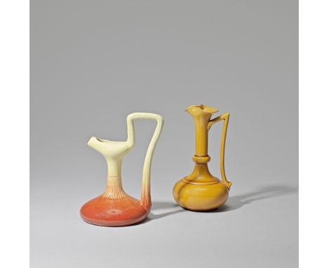 Dr Christopher Dresser: Made by AultEwer, circa 1891Glazed ceramic with shaped neck and elongated handle; together with a Lin