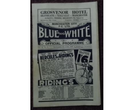 Rare Man City programme from the 1937-38 season that covers two games, First Division match v Leicester and the reserve match