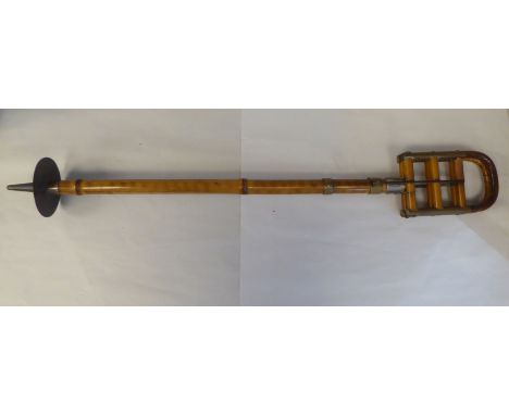 An Edwardian bamboo shooting stick with brass and steel mounts 