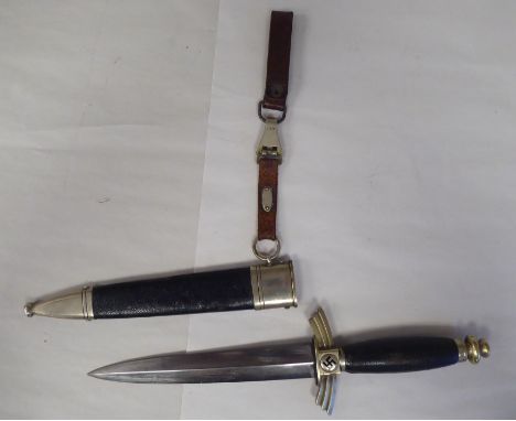 A Third Reich period DLV Flyer's dress knife with nickel plated fittings, an enamelled swastika on the guard, the grip and sc