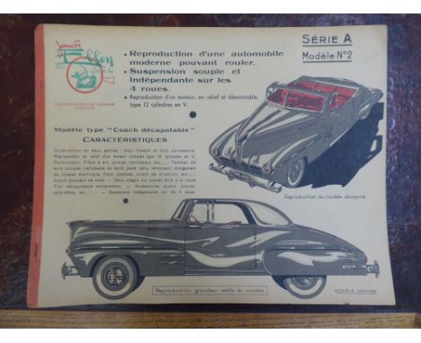 A vintage five page automobile booklet with specifications and part numbers&nbsp; 14" x 17.5"&nbsp; 