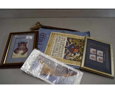 MIXED LOT: COMPRISING FRAMED LOUIS WAIN PRINT, GEORGE VI CORONATION PAMPHLET, THE FIELD CORONATION EDITION 1953 AND OTHER ITE