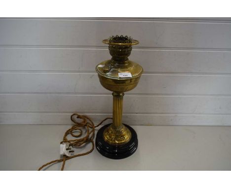 VICTORIAN BRASS BASED OIL LAMP LATER CONVERTED TO ELECTRICITY