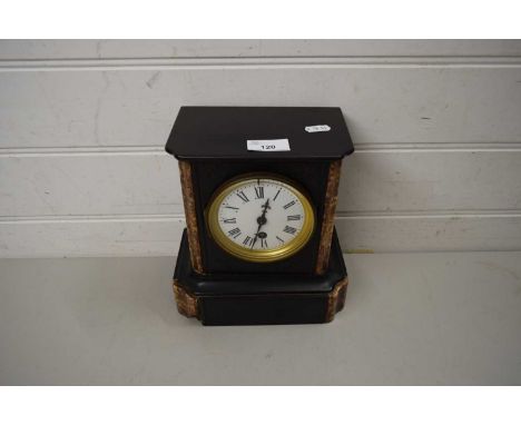 VICTORIAN BLACK SLATE AND MARBLE CASED MANTEL CLOCK