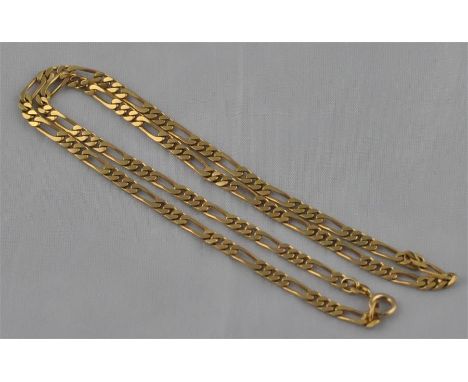 A 14ct. yellow gold flat Figaro chain, spring ring clasp, stamped "14k .585", length approx. 40.5cm. (10g)