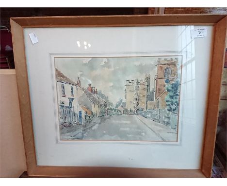 Stuart Bullmore (Contempory), "Marmion Gate, West Tanfield, Yorkshire", watercolour on paper, signed, 24cm x 34cm.  