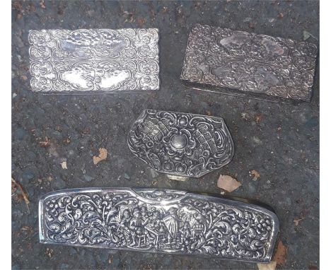 A pair of 20th century silver rectangular boxes, engraved with floral scrolls, 1972, an .800 standard silver pill box and an 