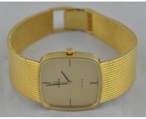 An Omega De Ville 18ct. gold gentleman's bracelet watch, c.1969/70, manual 17 jewel Omega 620 movement, four gold baton squar