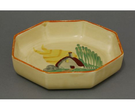 A Susie Cooper 'The Homestead' pattern octagonal dish, 17.5cm diameter