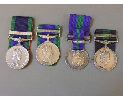 Four campaign service medals, one with Cyprus bar, to CFN J Mullaney REME, two with Northern Ireland bars, to GDSM R Coates C