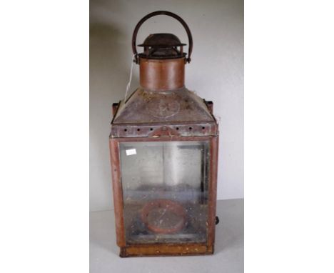 Vintage Viking brass hanging nautical lamp (height 53cm approx).