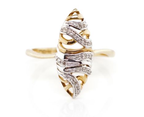 9ct two tone gold and diamond ring weight: approx 1.9 grams, ring size: N