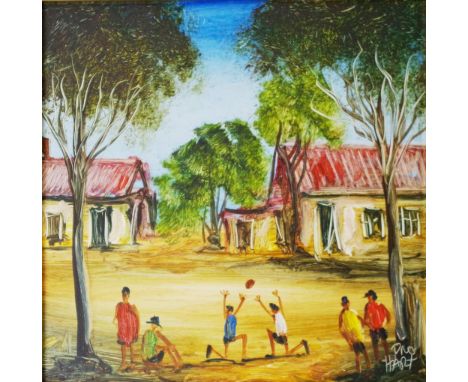 Kevin Charles (Pro) Hart (1928-2006) "Town kids playing", signed lower right, 19cm X 19cm approx
