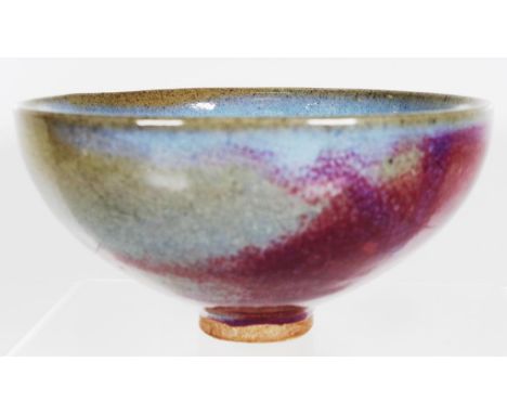 Chinese red glaze ceramic bowl blue glaze to interior, red glaze to exterior. (Diameter 16cm, height 8cm approx).