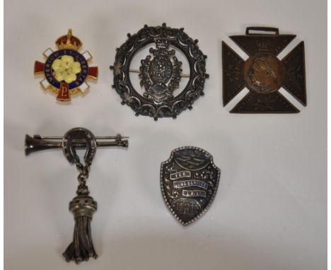 Four various vintage service medallions including hallmarked sterling silver 1892 Long Service badge; Queen Victoria 1837-189