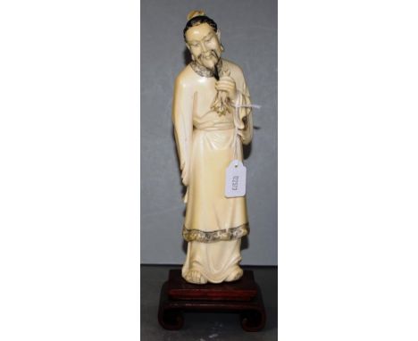 Antique Chinese carved gentleman figure 29cm high (incl base) approx. Late Qing, C:1900. Provenance: acquired by the vendor's