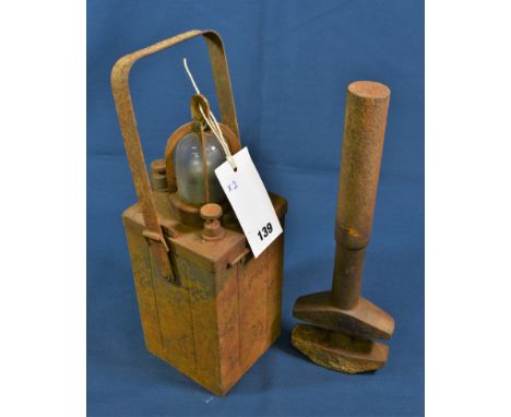 A WW2 German DEAC electric lamp and adjustable spanner. 
