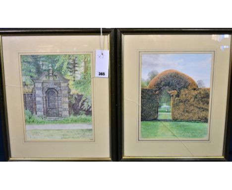 Robert B. Jefferson, Des. RCA (British, 20th century)'To the Ha-Ha, Levens Hall'; 'The Folly'a pair, gouache, signed lower ri