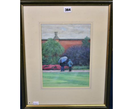 Robert B. Jefferson, Des. RCA (British, 20th century)'Rainy Day, Tatton Park'gouache, signed lower right, inscribed to label 