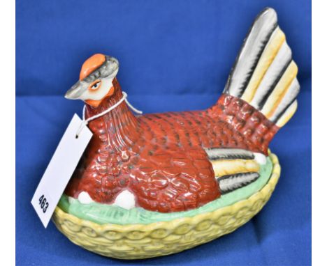 A ceramic Staffordshire chicken egg basket. 