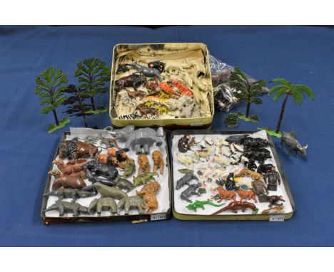 A large collection of 1950s-60s lead and plastic zoo figures by Britains and other makers including Timpo, Taylor &amp; Barre