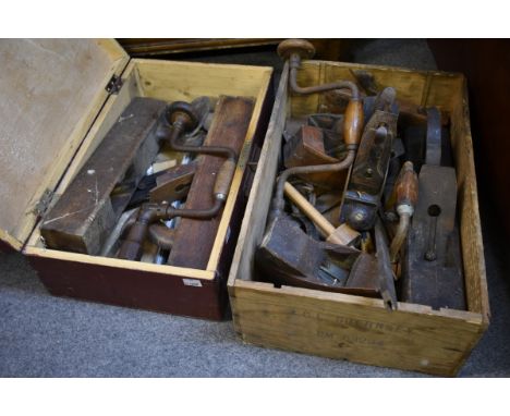 Two boxes of vintage tools. 