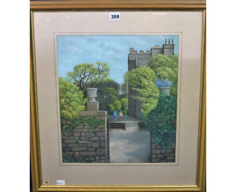 Robert B. Jefferson, Des. RCA (British, 20th century)'Entrance, Levens Hall'pastel, signed lower left, inscribed to exhibitio