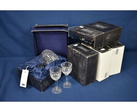 A Stuart crystal Port decanter together with six port glasses (7) 