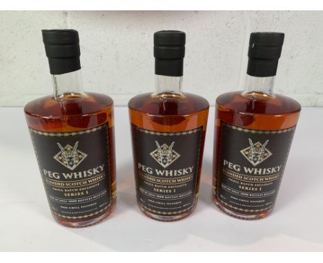 Three Peg Blended Scotch Whiskies Small Batch Exclusive Series 1, 3 x 700ml.