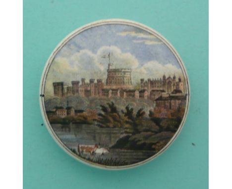 Windsor Castle and St Georges Chapel (177)(Staffordshire, pottery, pot lid, potlid, prattware, advertising).