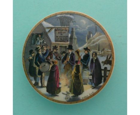 Xmas Eve (238)(Staffordshire, pottery, pot lid, potlid, prattware, advertising).