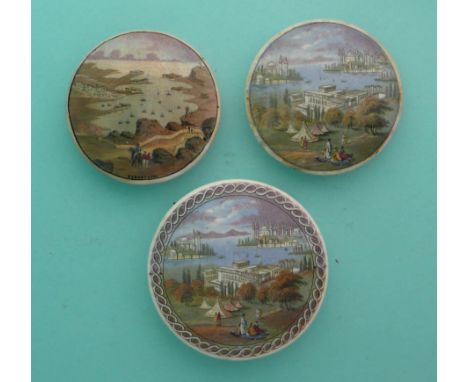 Golden Horn, Constantinople (204) small, restored flange; medium, flange chipped and Sebastopol (208) small (3)(Staffordshire