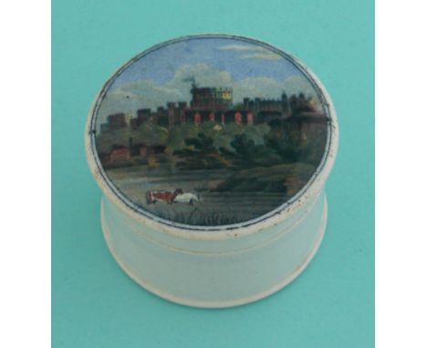 Windsor Castle and St George’s Chapel (177) with base(Staffordshire, pottery, pot lid, potlid, prattware, advertising).