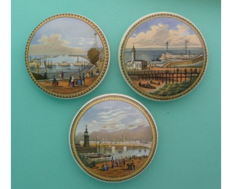The Harbour, Margate (40) Royal Harbour, Ramsgate (41) and (42) (3)(Staffordshire, pottery, pot lid, potlid, prattware, adver