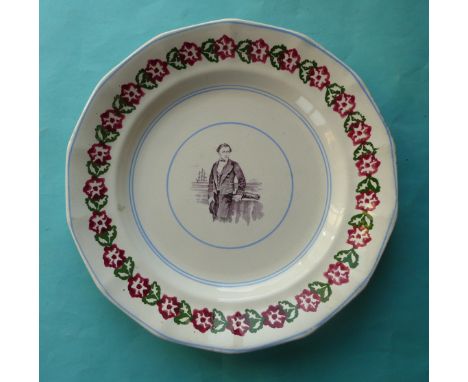 Prince Alfred: a very rare plate by J.T. Close printed with a portrait of maritime interest within a colourful stylised borde