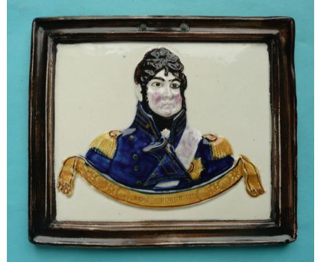 George IV: a good and rare rectangular plaque moulded with integral fame centred by a named colourful head and shoulders port