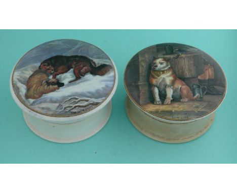 The Snow Drift (276) and Low Life (275) both with bases (4)(Staffordshire, pottery, pot lid, potlid, prattware, advertising).
