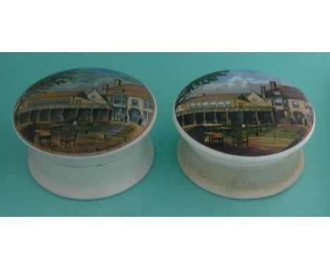 Belle Vue, Pegwell Bay (30) both with and without bay window varieties, both with bases (4)(Staffordshire, pottery, pot lid, 